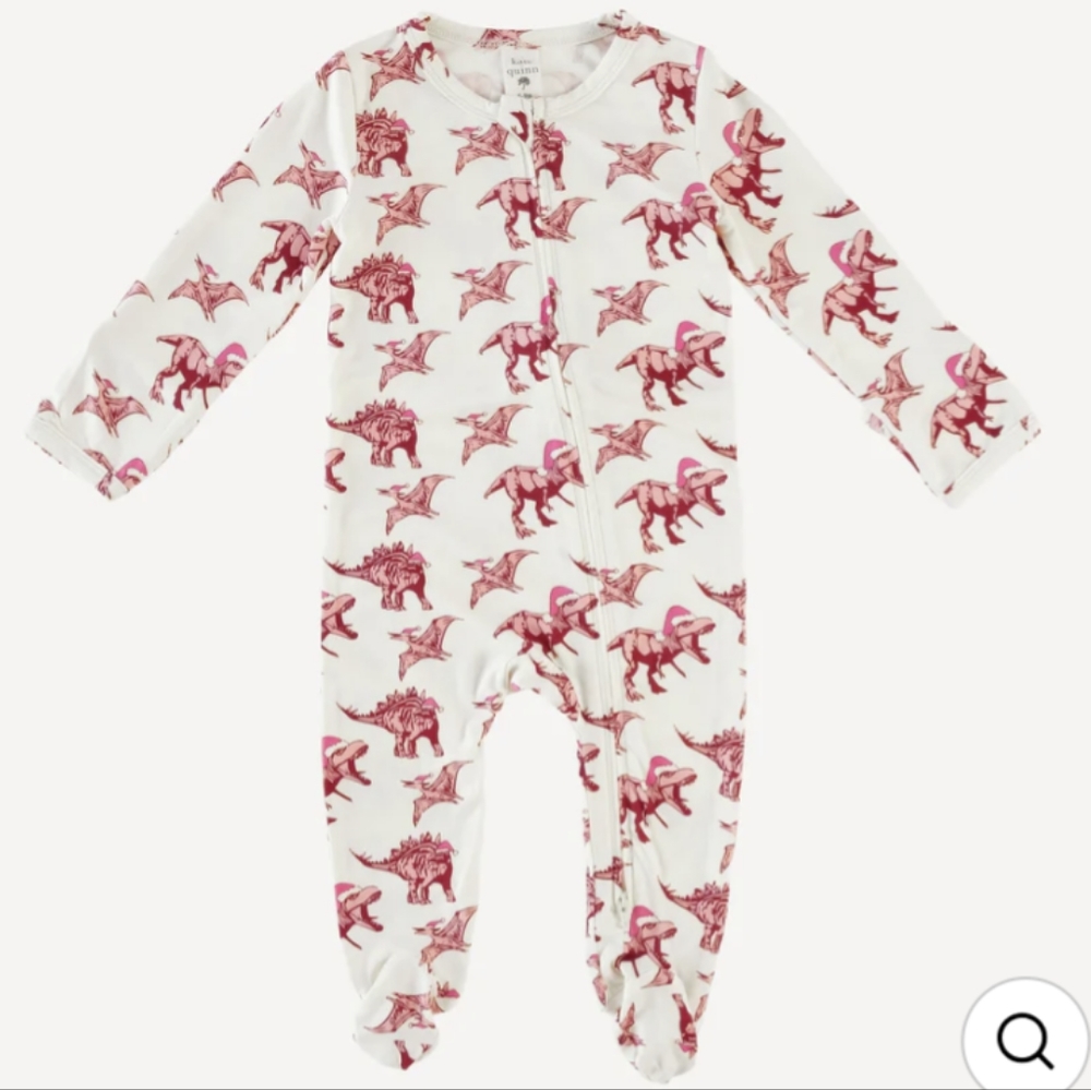 Long Sleeve Bamboo Footie Pajamas Pink Santa Dinosaur Kate Quinn